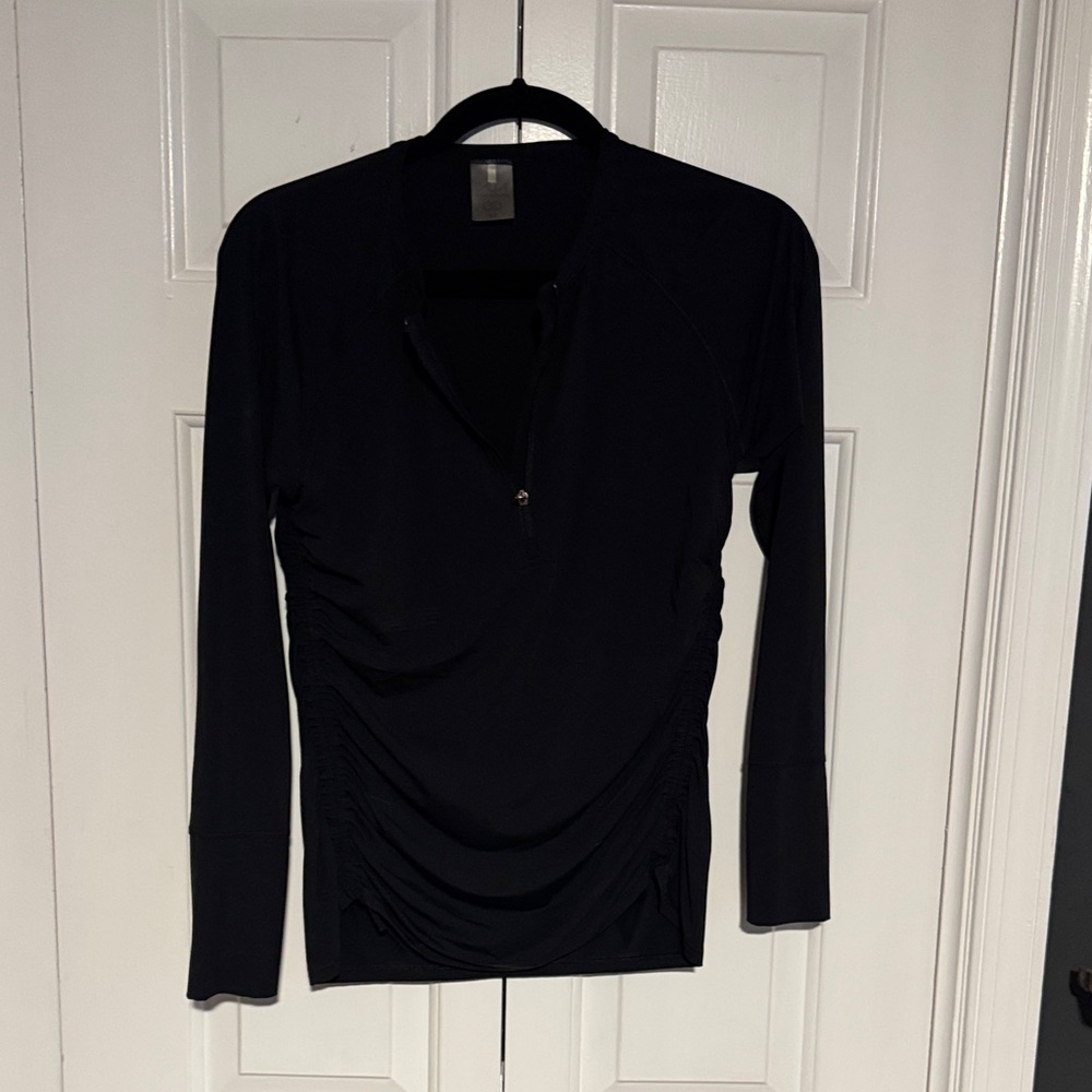 CALIA  by Carrie Underwood Black Long Sleeve ruched half zip Tennis Top!